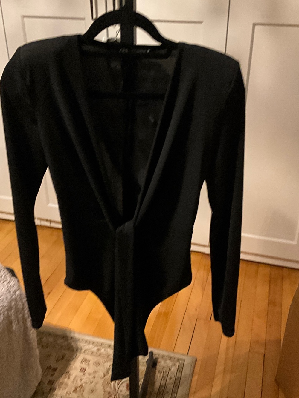 Zara Black Draped Open-Front Blazer